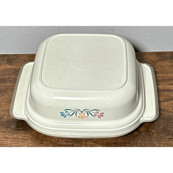 Vintage Anchor Hocking Microwave Casserole Dish 1 Qt Floral Pattern 635-9 - Picture 4 of 11